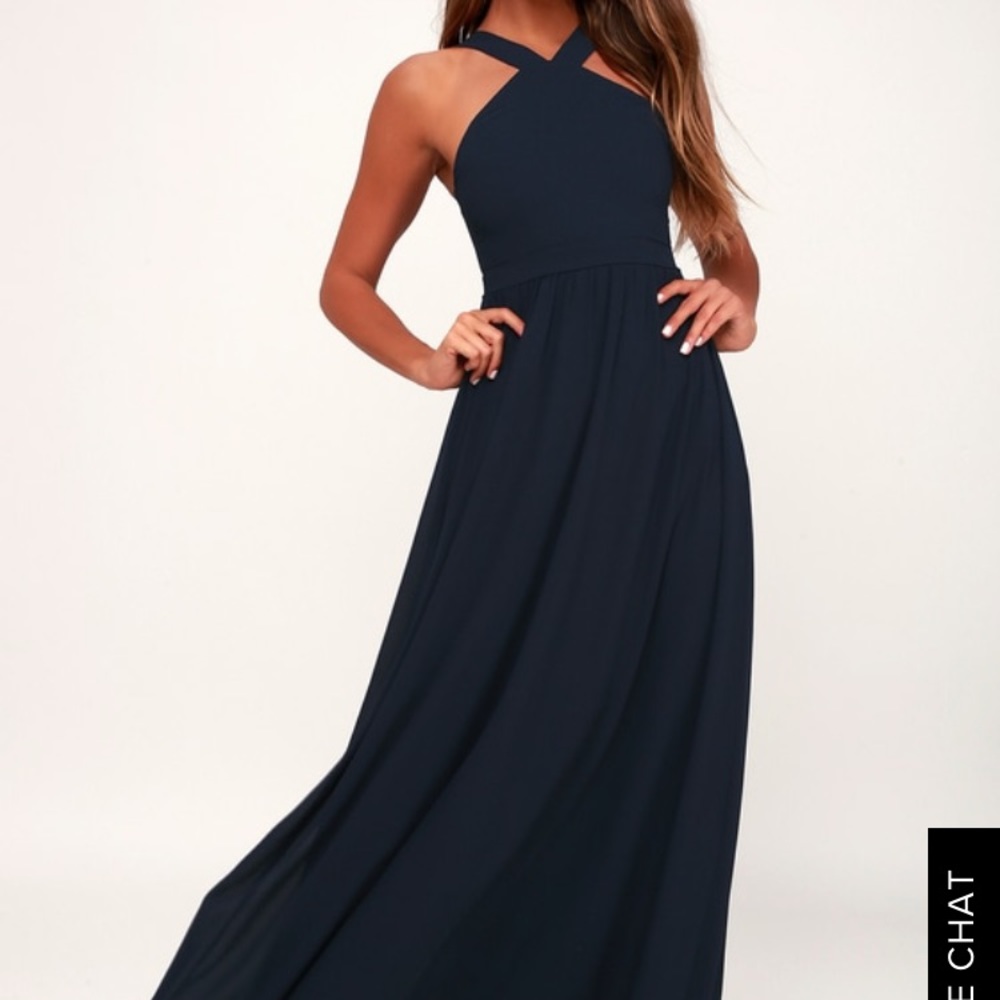 Lulus AIR OF ROMANCE NAVY BLUE MAXI DRESS